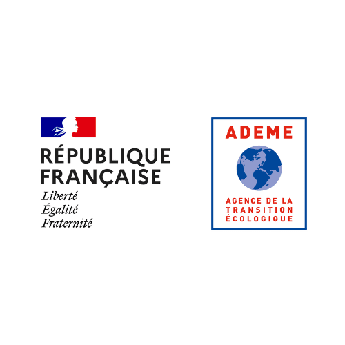 Logo de l'ADEME, soit l'Agence de la transition écologique, avec qui nous travaillons.